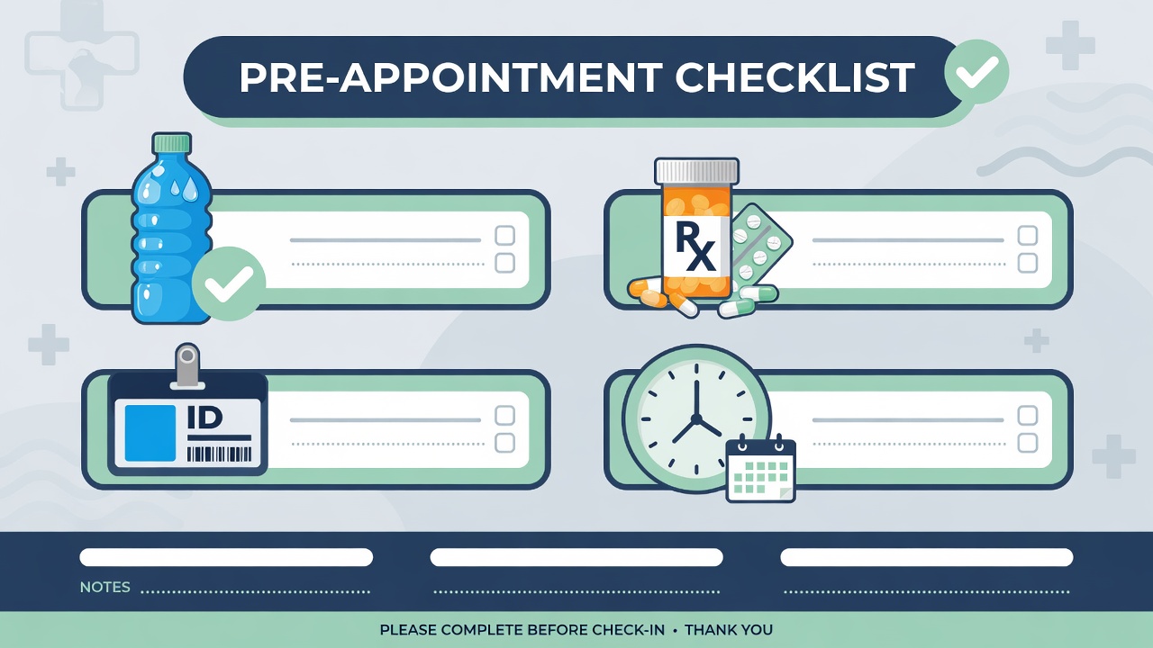 Landscape pre-appointment checklist screen